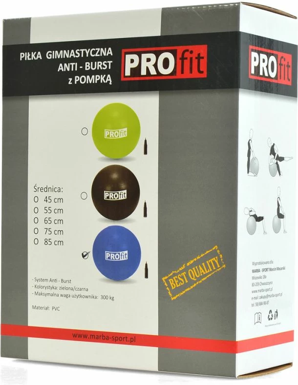 Fitnes žoga PROfit 65 cm, modra