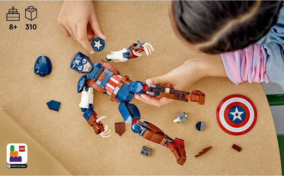 Figura Captain America iz seta LEGO Marvel Super Heroes, 310 kosov, večbarvno