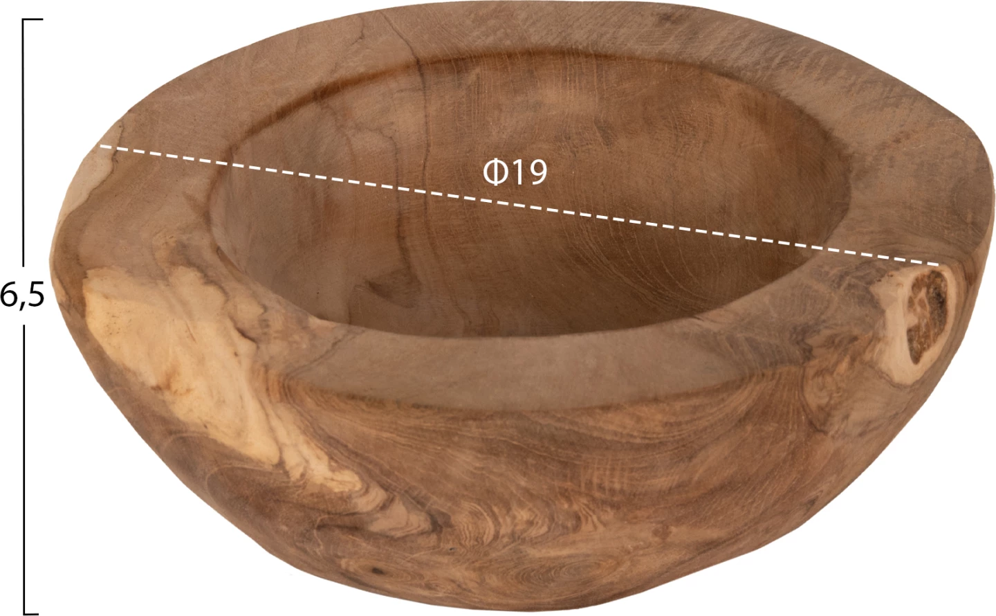 Dekorativna skleda za mizo YOKI iz tikovine Φ19x6.5Hcm