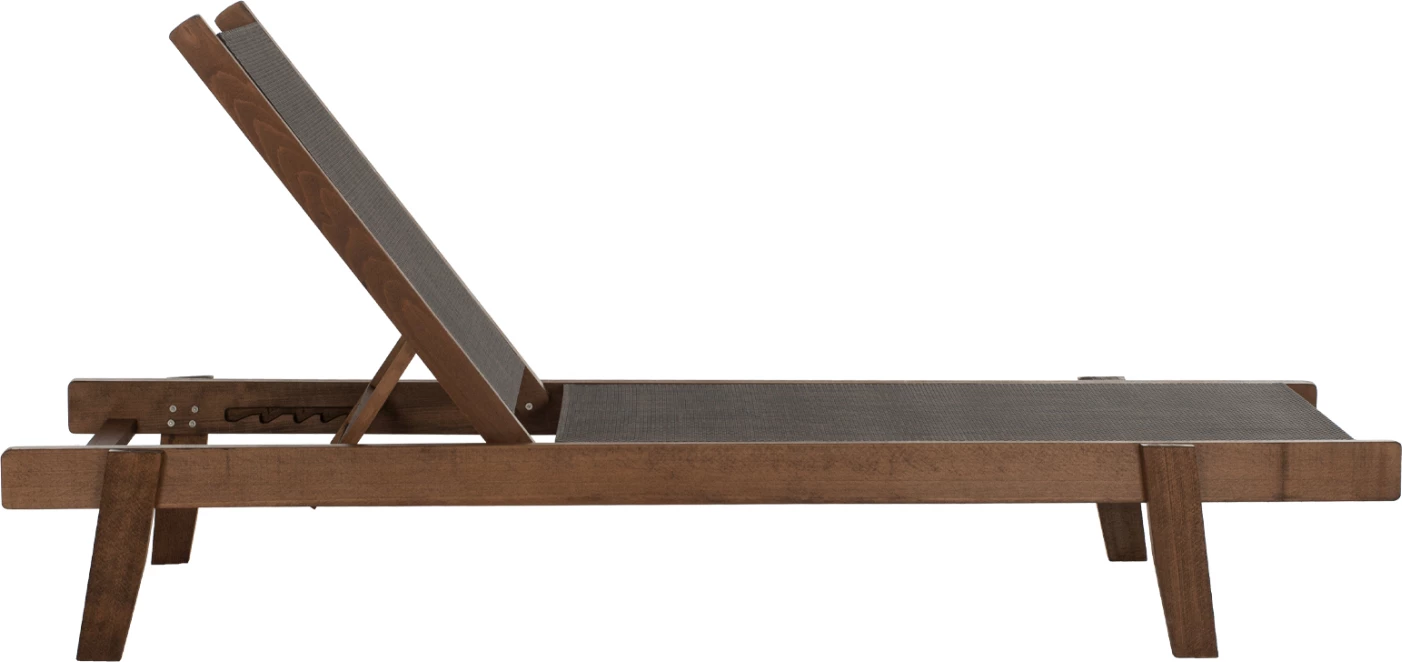 Profesionalni ležalnik iz bukovega lesa v barvi oreha in rjavi tekstileni 200x61-66x31-91Hcm.FH10356.04