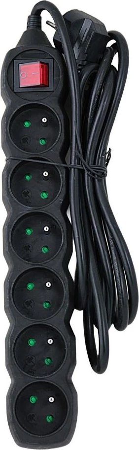 Razdelilnik električne energije Esperanza ELK218K, 6 vtičev, 3 m, črn