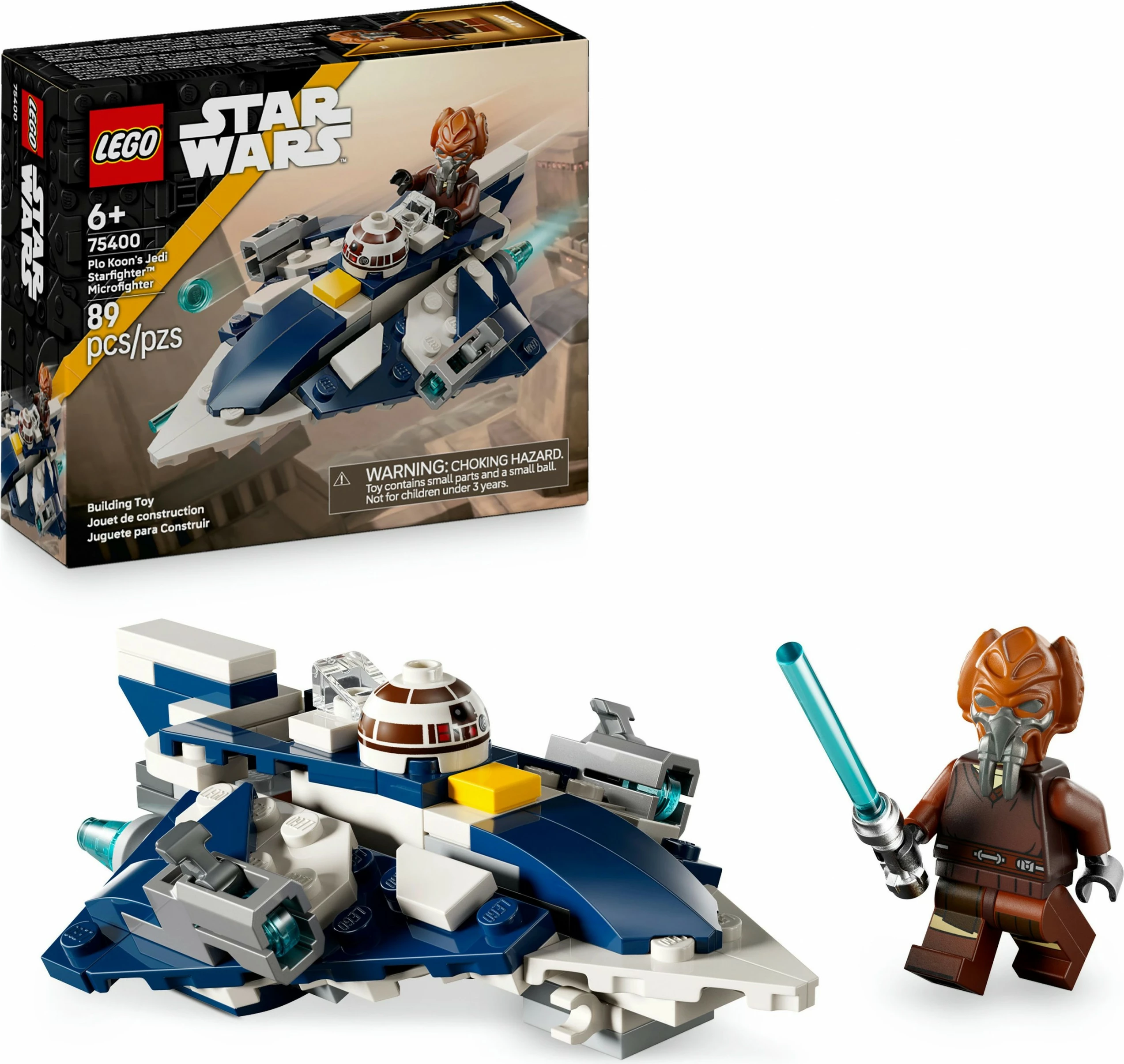 Mikroborilnik Star Wars Plo Koon’s Jedi Starfighter, LEGO set 75400, 89 kosov, večbarven