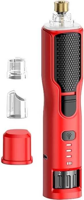 Električni pilnik za kremplje za pse in mačke Rojeco RMJQXF-05, 2000mAh, 7 stopenj, LED, USB-C, do 4 h, 45 dB, z 2 pokrovoma, rdeč