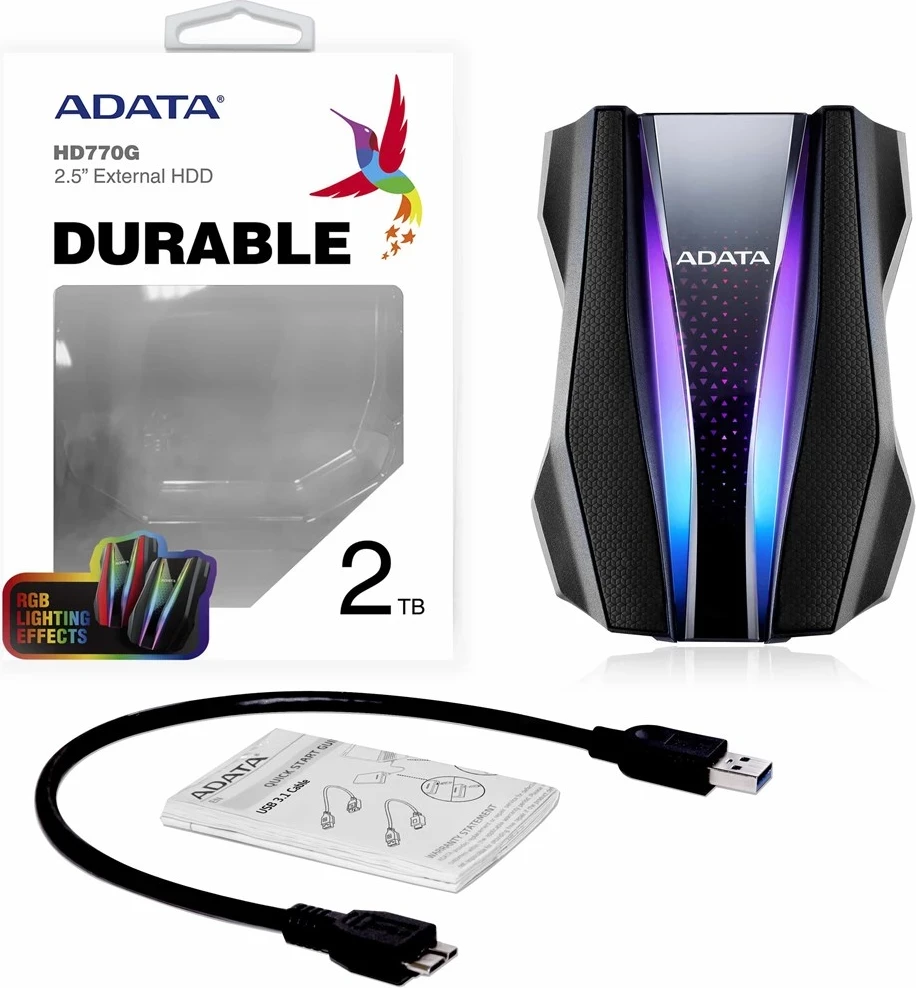 Zunanji trdi disk Adata HD770G, 2,5'', 2000 GB, črn