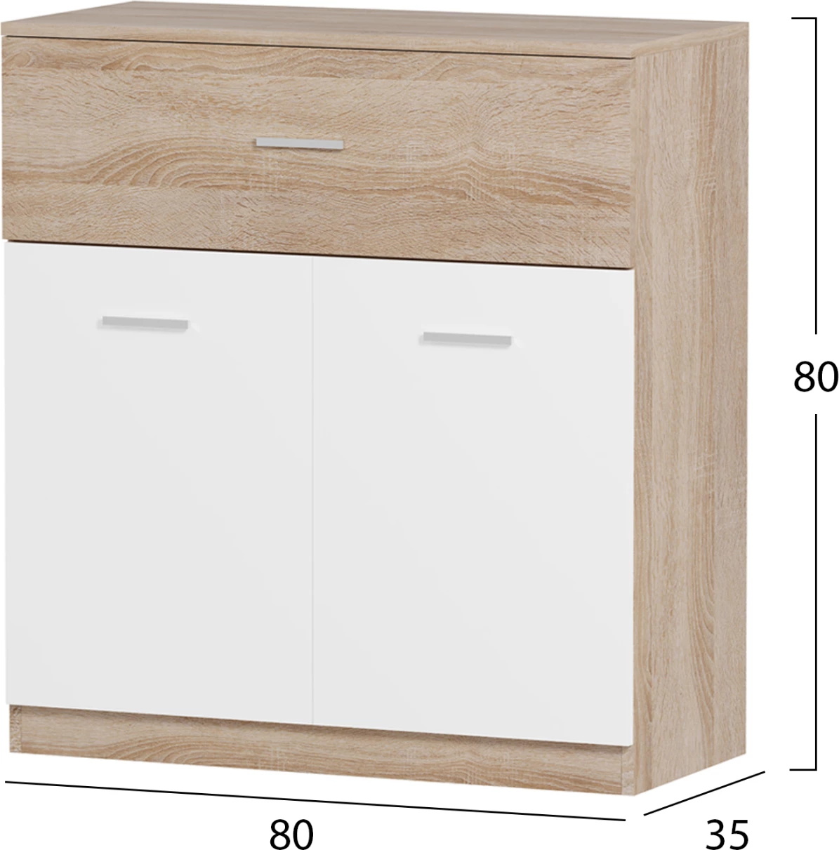 Omara za čevlje z predalom DIONNE FH4362 melamin v sonoma-beli 80x35x84H cm