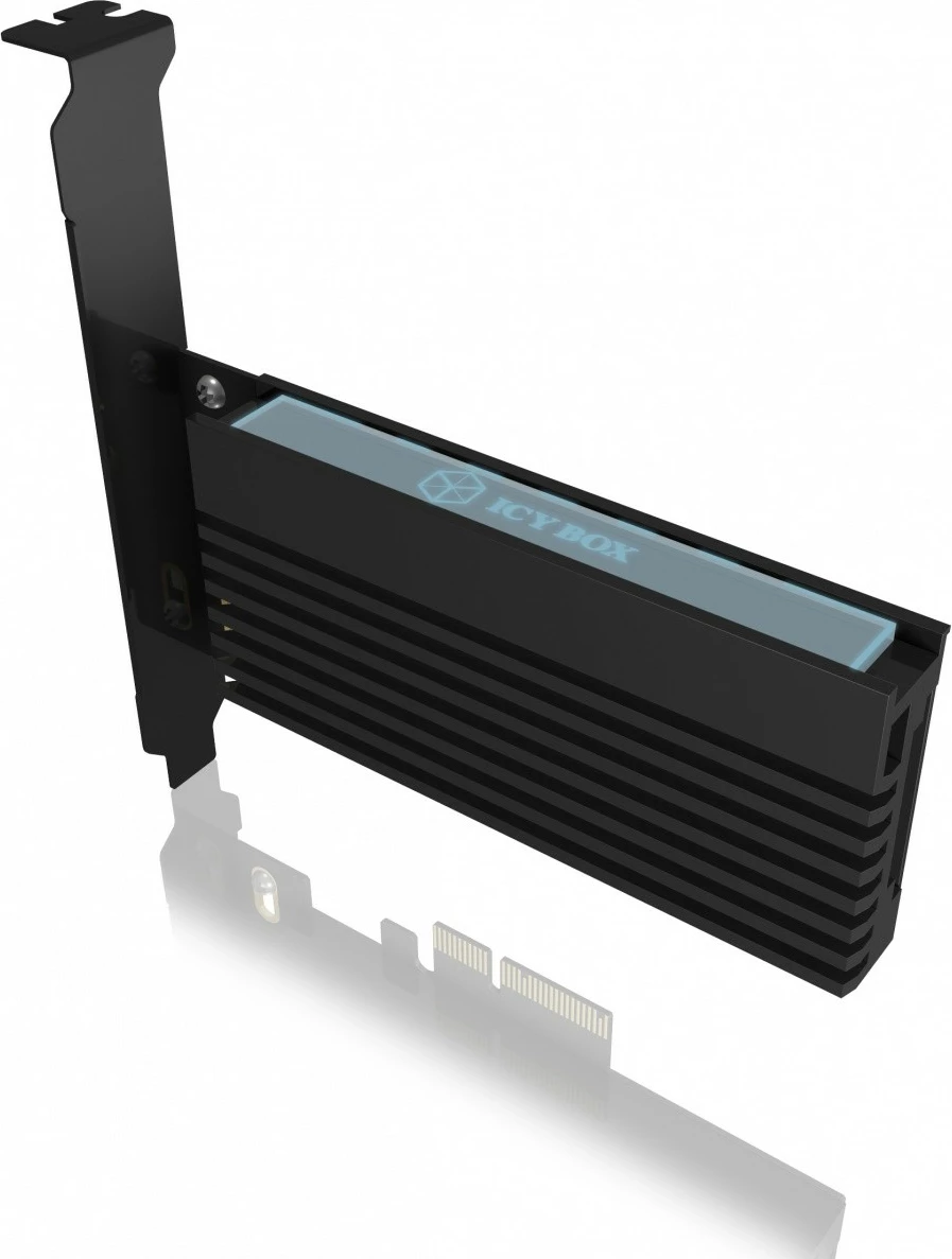 Kartica za razširitev PCIe z M.2 NVMe režo, IcyBox IB-PCI214M2-HSL, z aluminijastim hladilnikom in modro LED