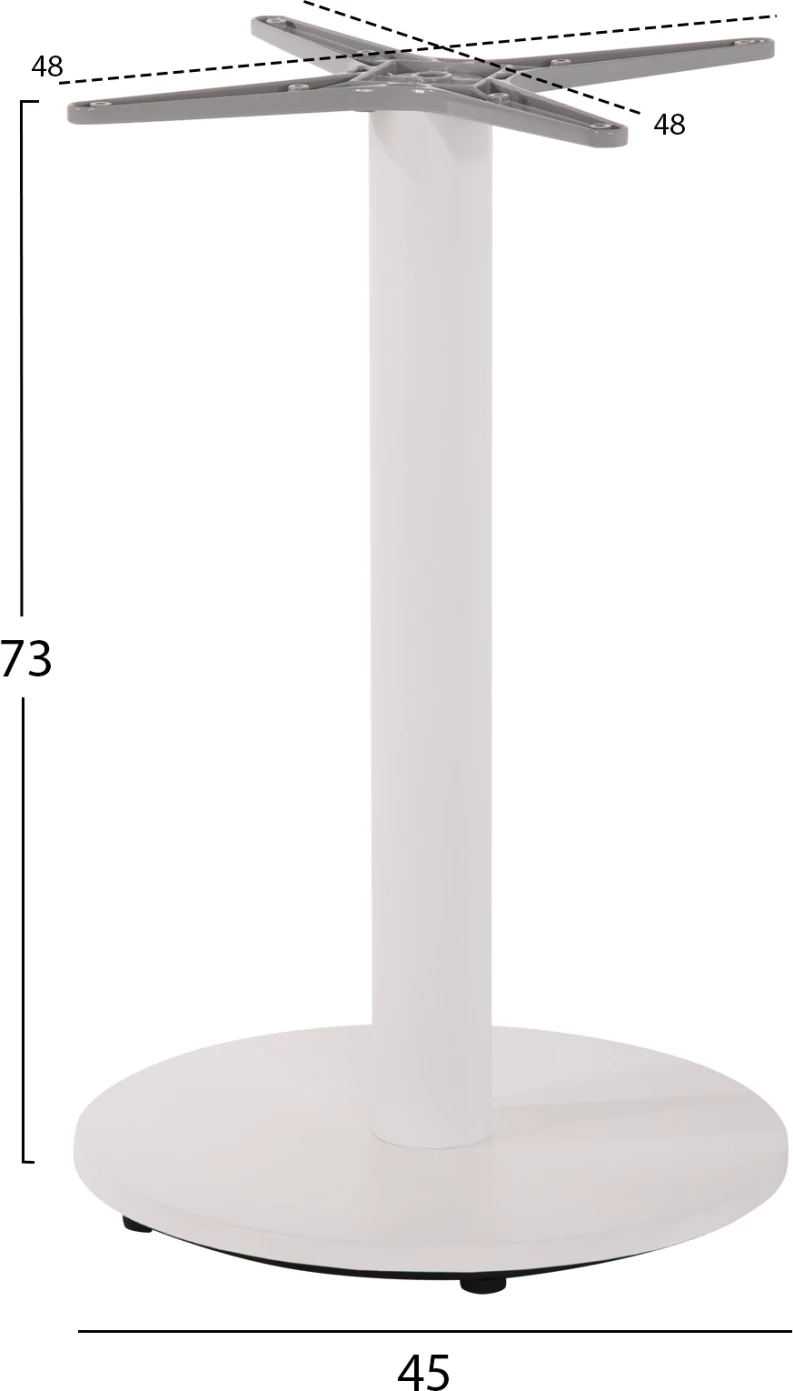 Osnova za mizo iz aluminija FH476.02 okrogla v mat beli barvi 48x48 cm križ Φ45Χ73H cm