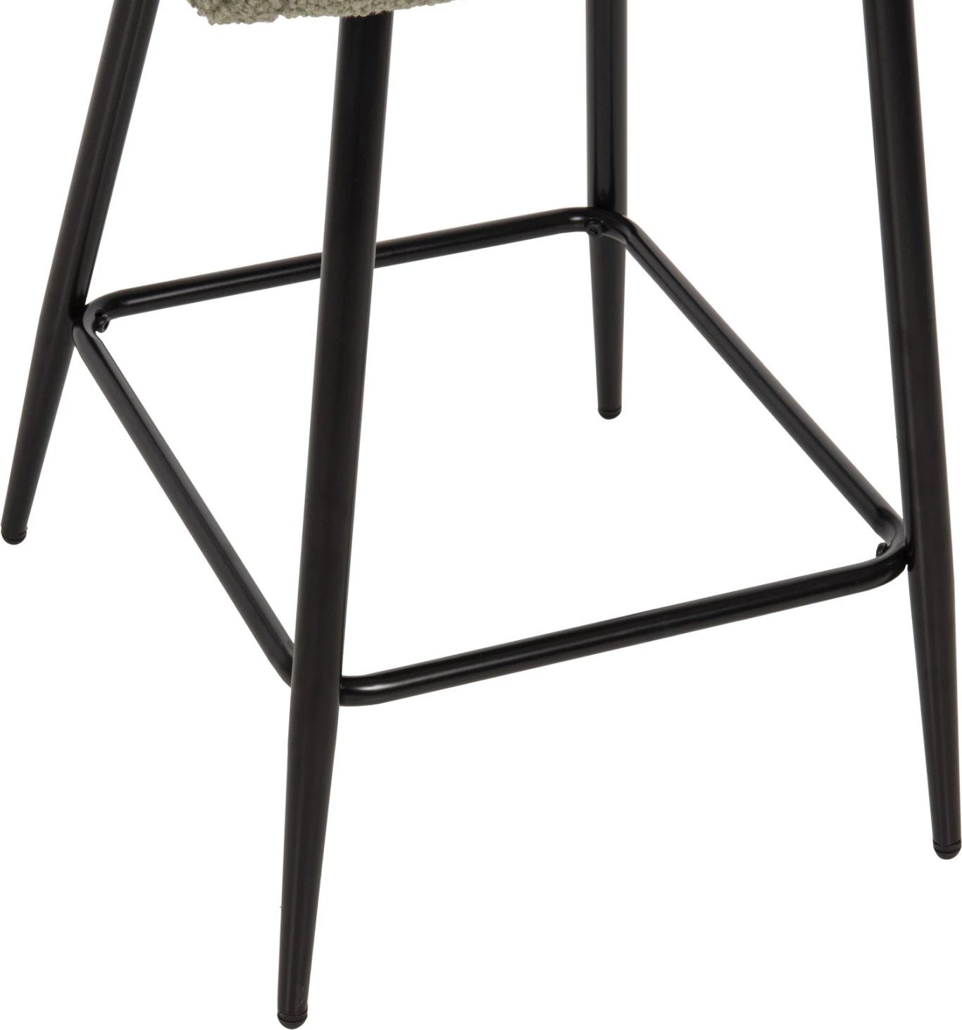 Barski stol srednje višine STRIKE FH8592.03 pistacija zelena tkanina TEDDY-črne kovinske noge 50x50x94,5Hcm, set 2 kosov