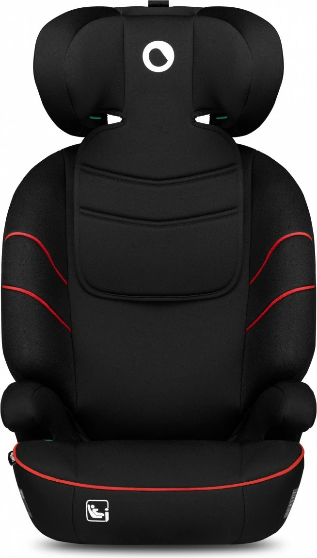 Otroški sedež za avtomobil Lionelo Hugo i-Size, 15–36 kg, črno-rdeč