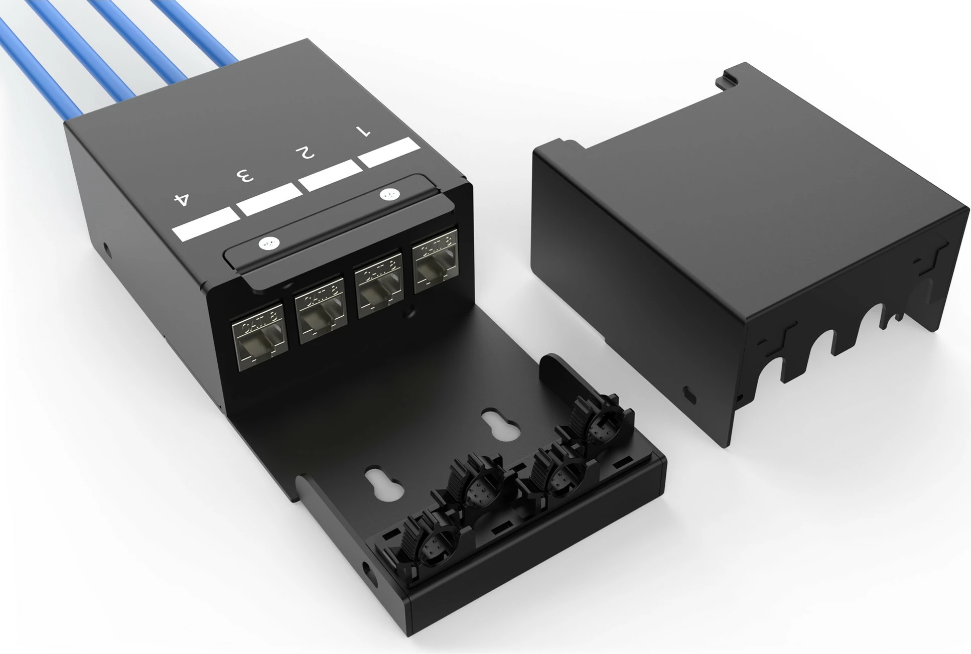 Konzolacijska omarica za 4 keystone konektorje, menjava kablov, Digitus, črna, jeklo