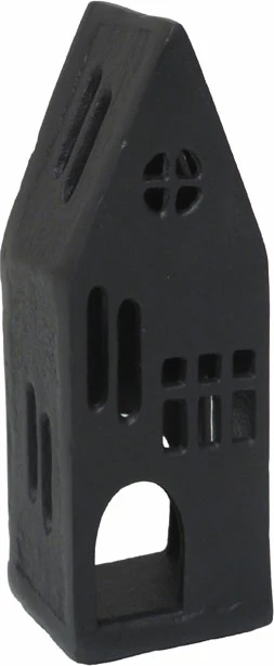 Dekoracija v obliki hiške, črn aluminij, 6x5x17 cm