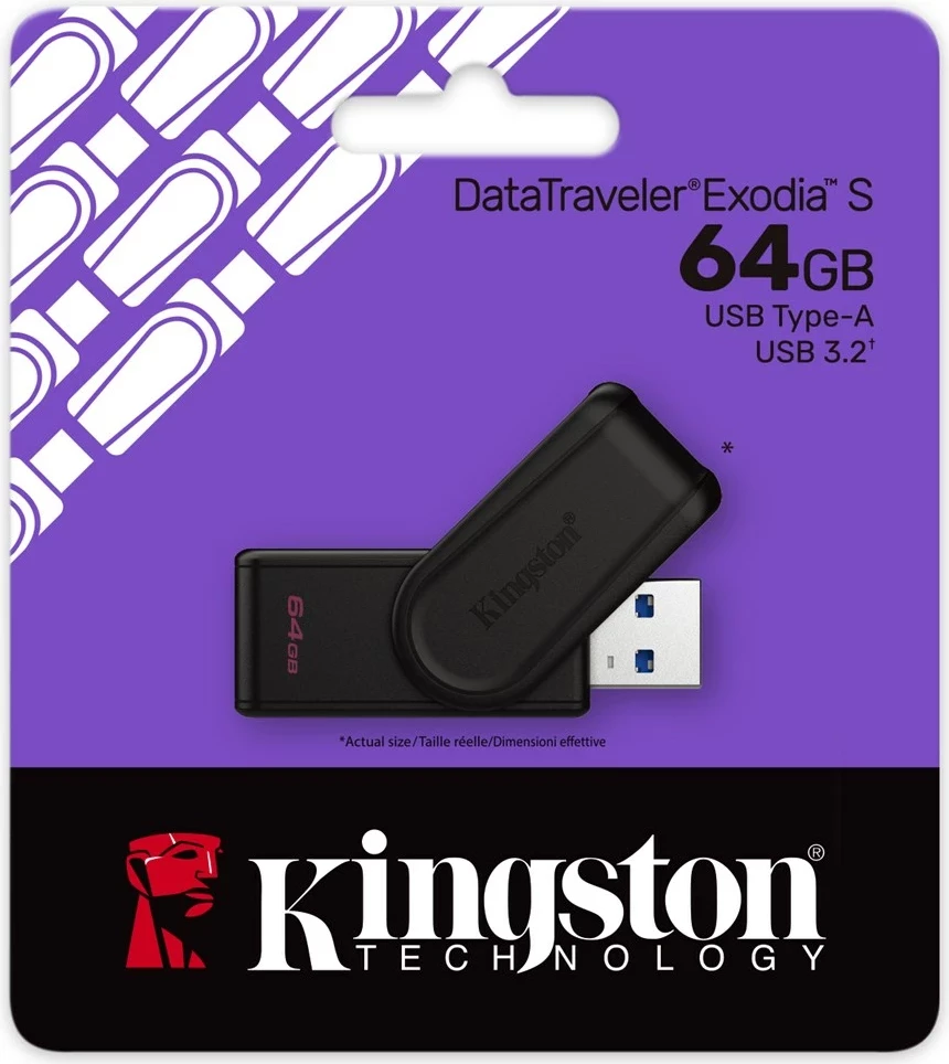 USB ključek Kingston DataTraveler Exodia S 64GB, USB 3.2, črn