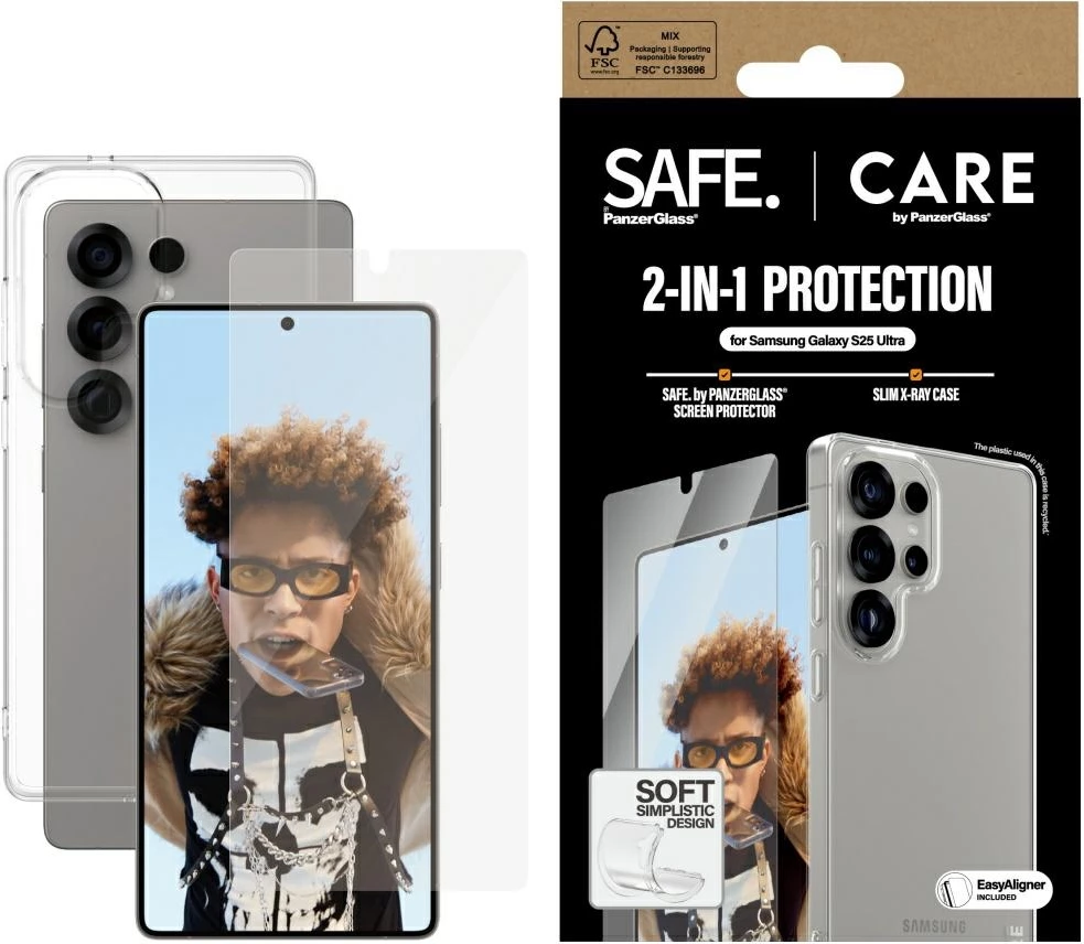 Prozoren zaščitni komplet (folija + steklo) PanzerGlass CARE 2in1 za Samsung Galaxy S25 Ultra