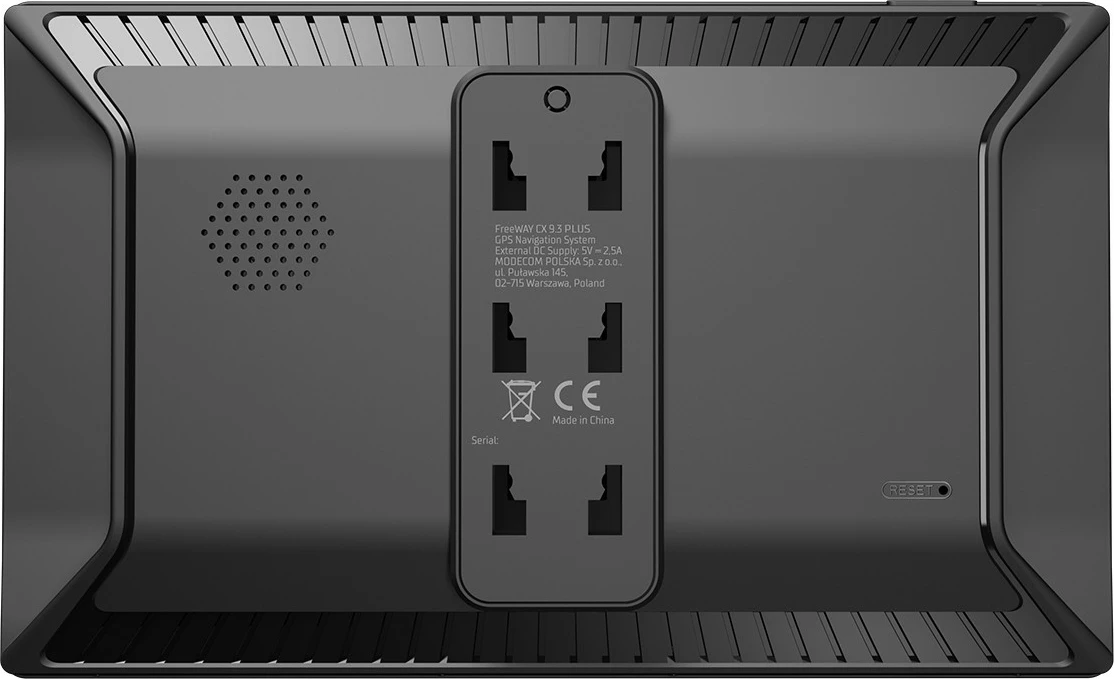GPS navigator za tovornjake MODECOM FREEWAY CX 9.3 iGO, 9‑palčni zaslon, Evropa, 16 GB, 512 MB RAM, USB‑C, enoletna posodobitev