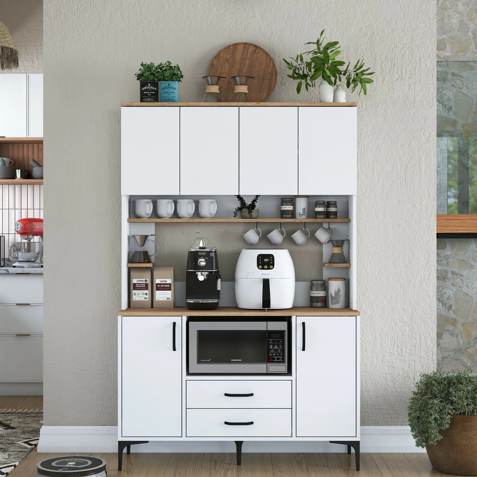 Multifunkcijski omarica Hanah Home JE168 - 3257, bela in oreškasta