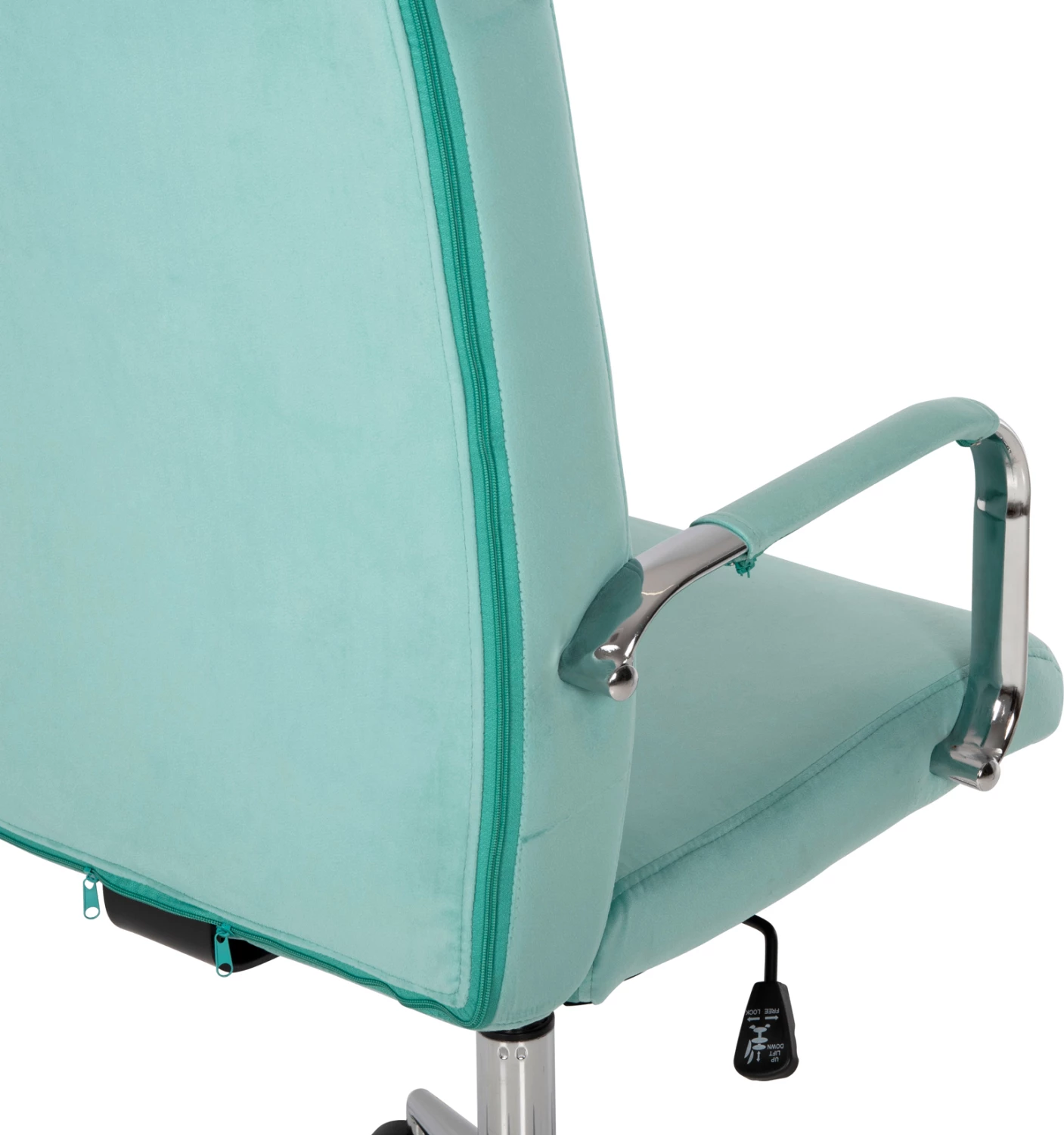 Pisarniški stol JOSEF FH1181.08 iz žametne tkanine v mint barvi z inox podnožjem 58x61x105-113H cm