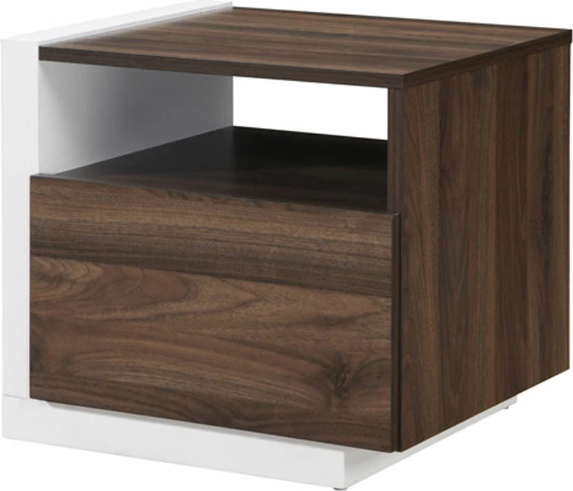 Nočna omarica Doble, ena vrata, rjava-bela, 46x40x43