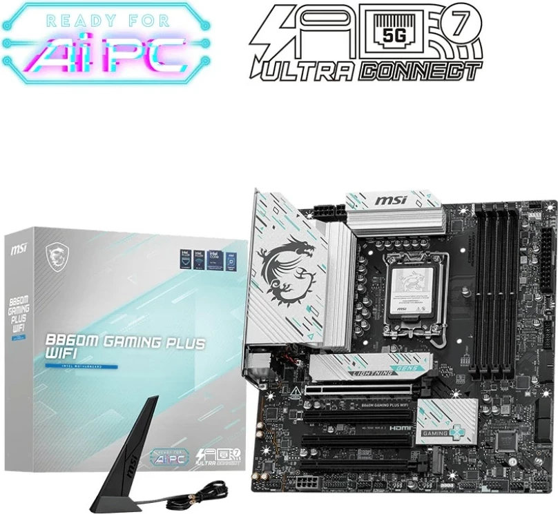 Matična plošča MSI B860M GAMING PLUS WIFI, Intel B860, LGA 1851, micro ATX, črna