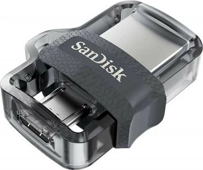 USB ključek SanDisk Ultra Dual Drive m3.0, 256 GB, USB 3.0/microUSB, črno/siv/prosojen