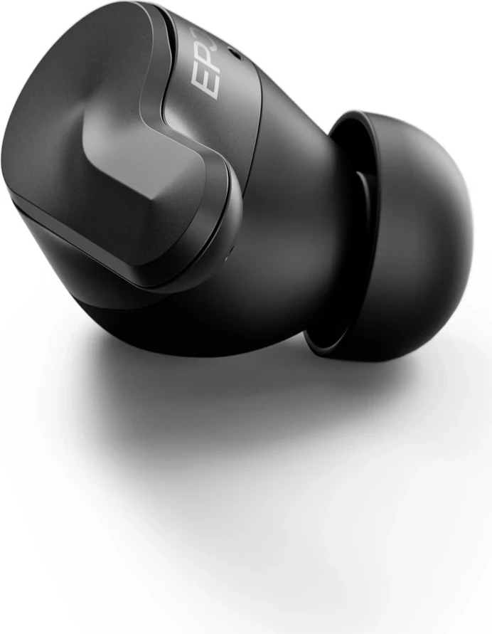 Pravi brezžični slušalke EPOS ADAPT E1TWS, Bluetooth 5.3, črne, s polnilno škatlico