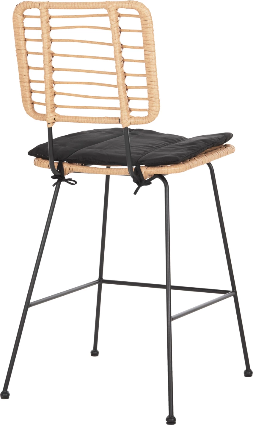 Barski stol srednje višine ALLEGRA FH5644.11 kovina in blazina črna-pletena bež 53x56x107H cm