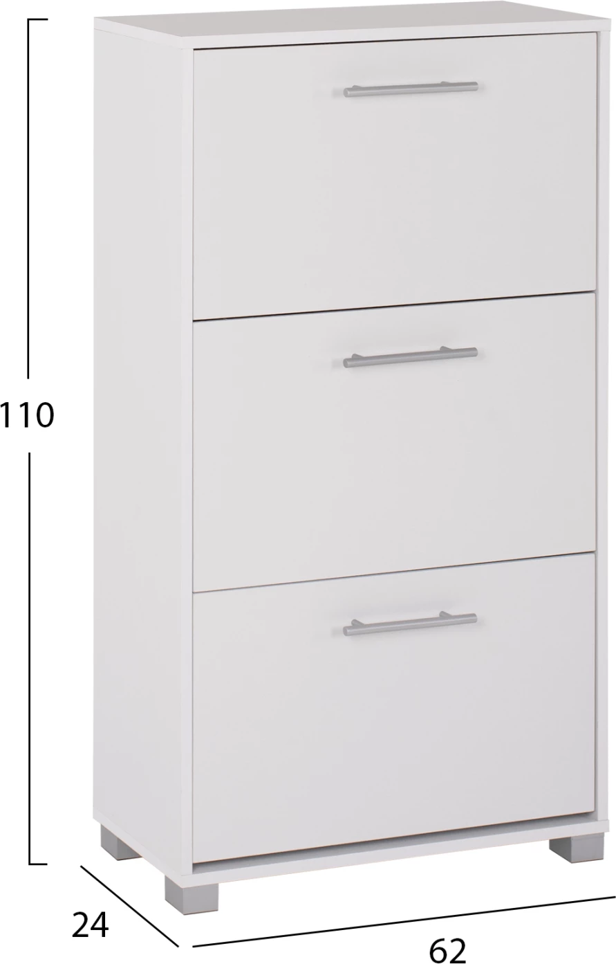 Omara za čevlje FH2221.05 3 nivoji melamin v beli barvi 62Χ24Χ110Hcm