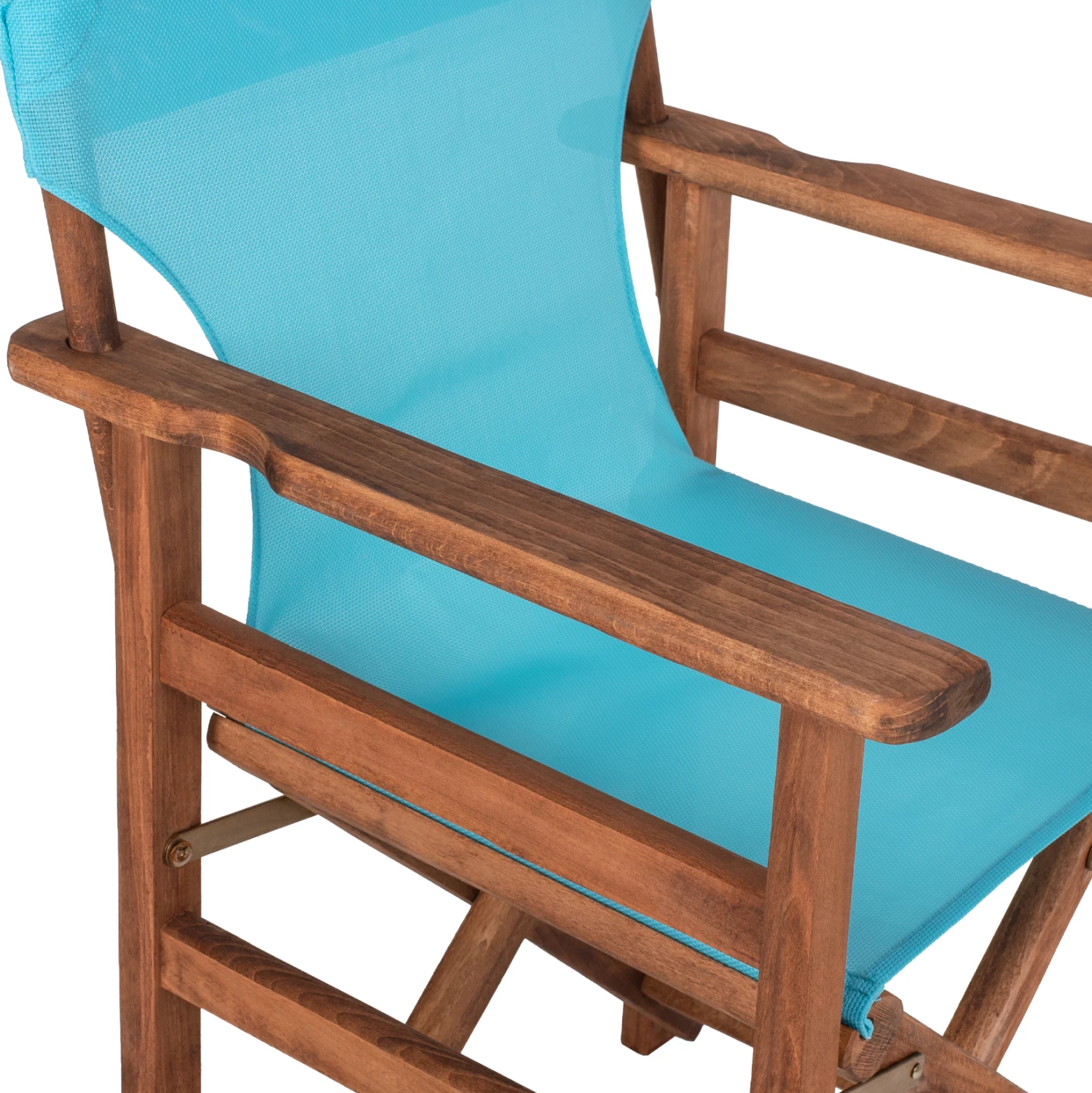 Režiserski stol LIMNOS FH10368.08 v barvi oreha in nebesno modrem textilenu 57x54x88,5 cm