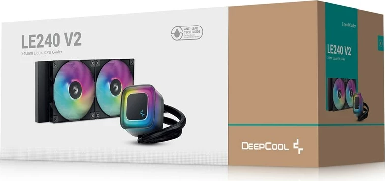 Hladilnik z vodnim hlajenjem DEEPCOOL LE240 V2, 2x12 cm, za procesor, črn