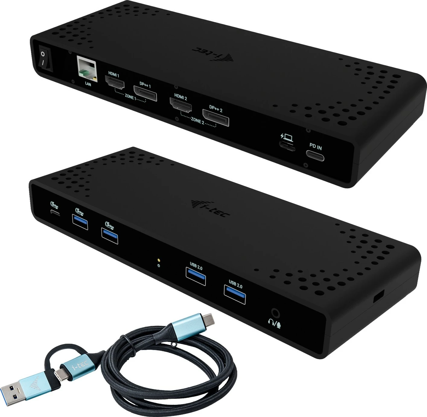 Dock univerzalen I-Tec Universal Dual 4K, več vrat, USB-C/USB-A, črn
