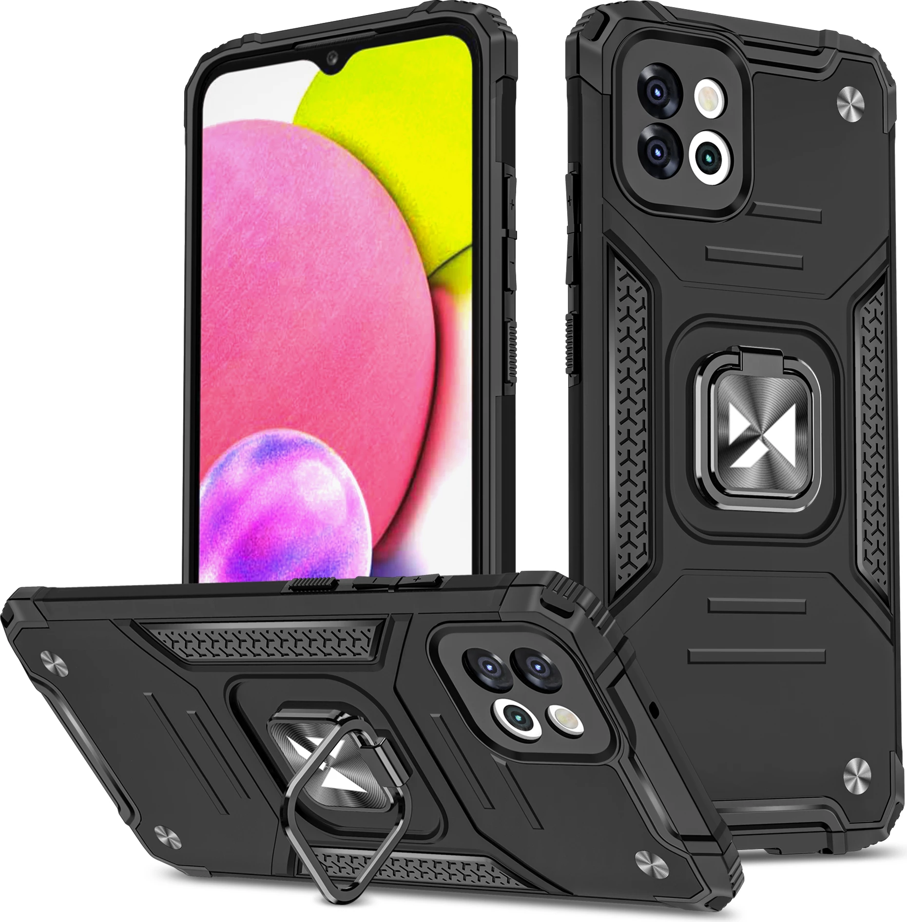 Ovitek z obročkom in stojalom Ring Armor za Samsung Galaxy A03, Wozinsky, črn