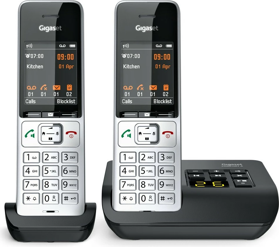 Analogni/DECT telefon COMFORT 500A duo, Gigaset, 200 imenikov, črn/kovinsko srebrn