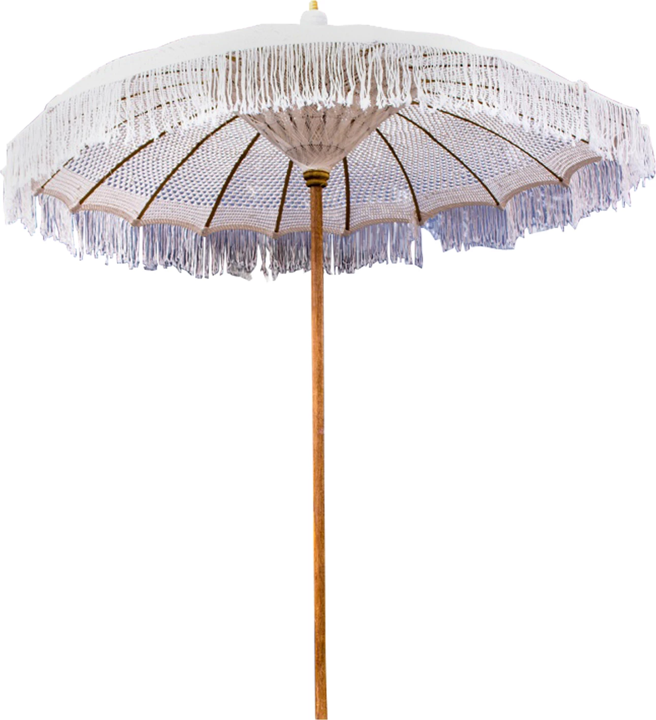 Luksuzni senčnik FH6035.01 s teak palico in bež makramejem 200x250