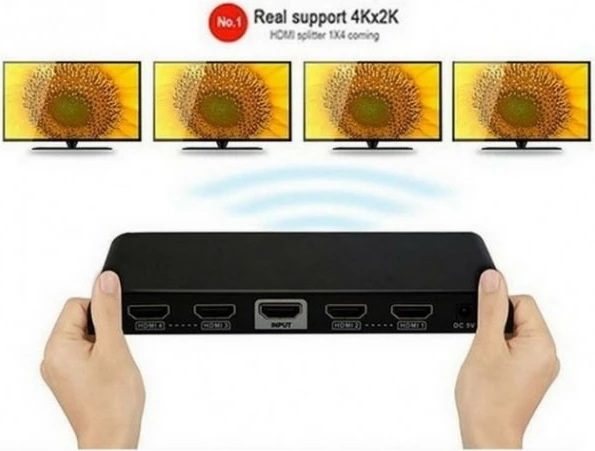 HDMI razdelilec 1 v 4, Ultra HD, 3D, črn Techly