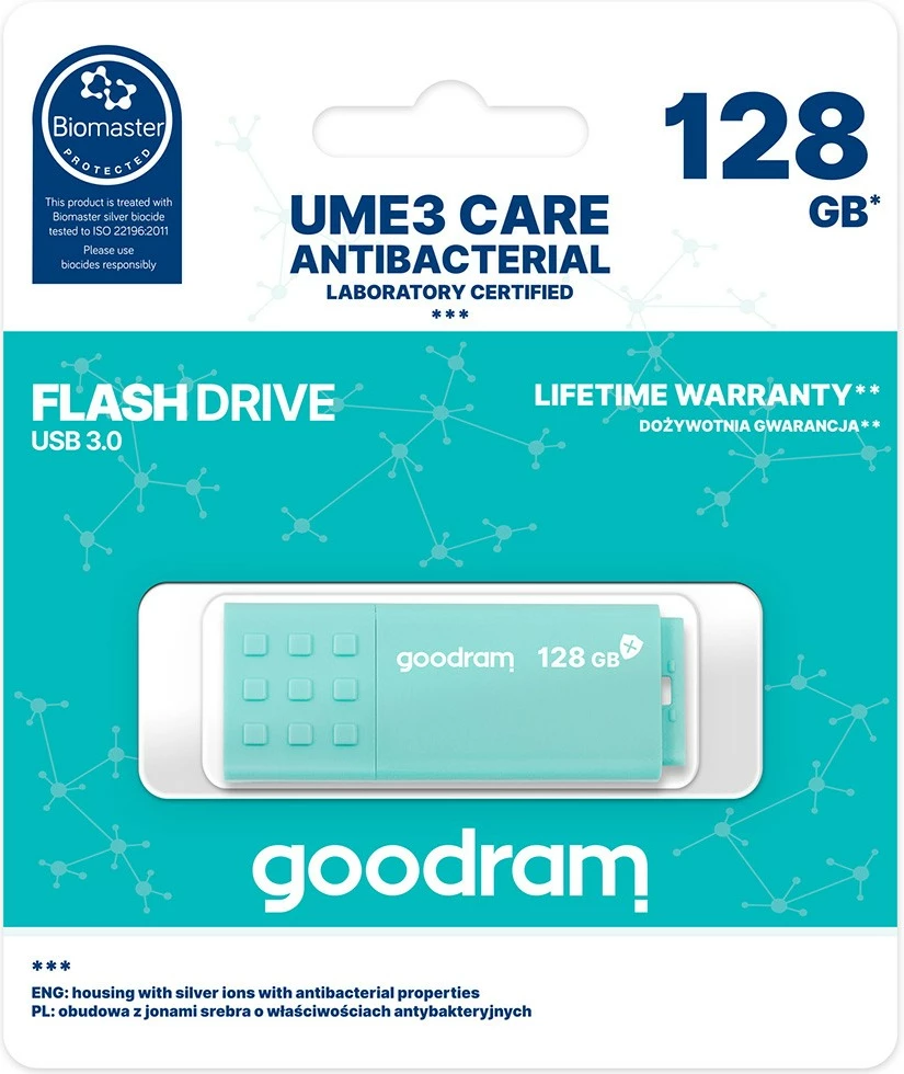 USB ključek 128 GB USB 3.0, mint, GOODRAM UME3 Care