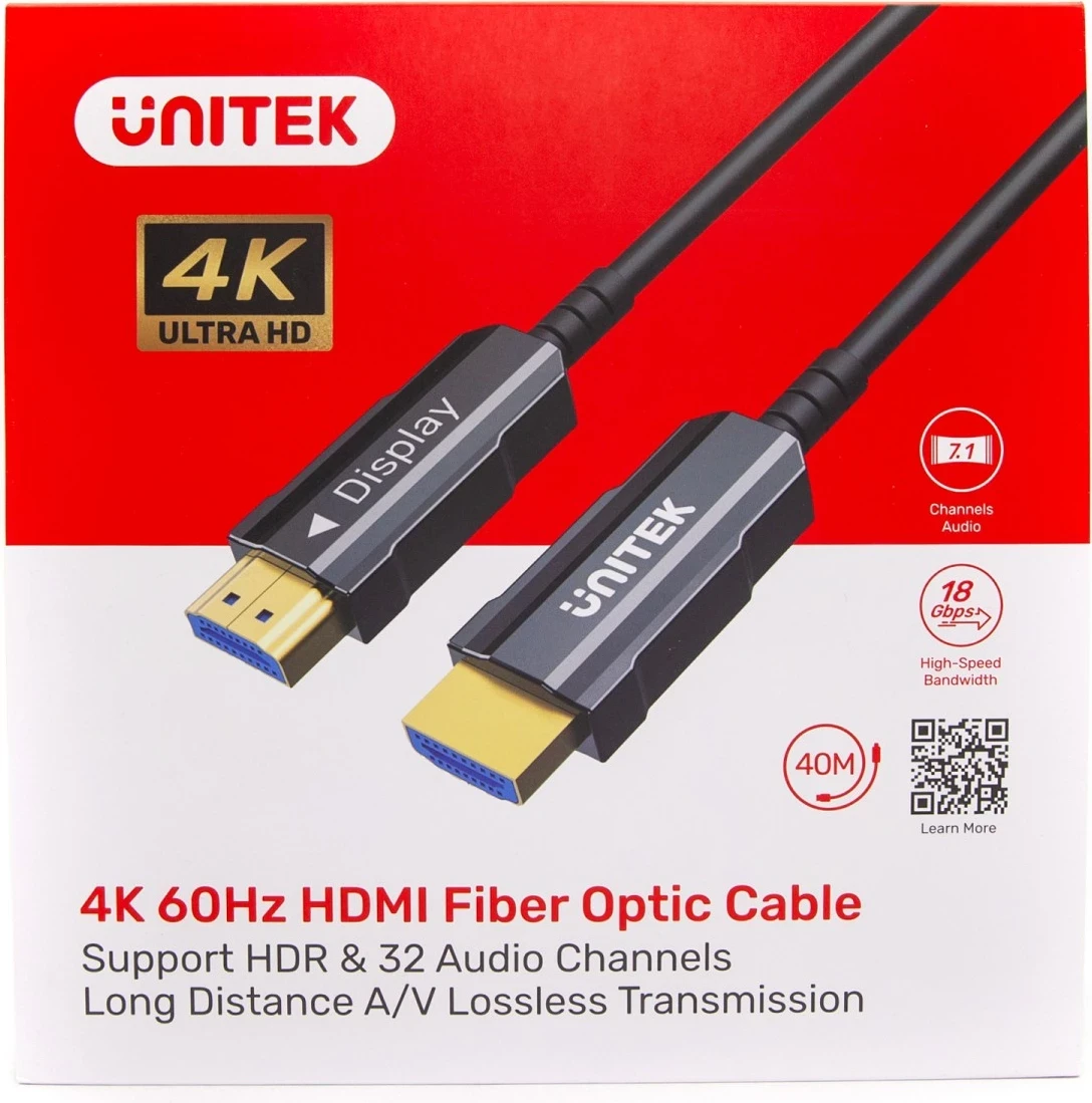 Optični HDMI 2.0 kabel Unitek, 4K 60Hz, 15 m, črn