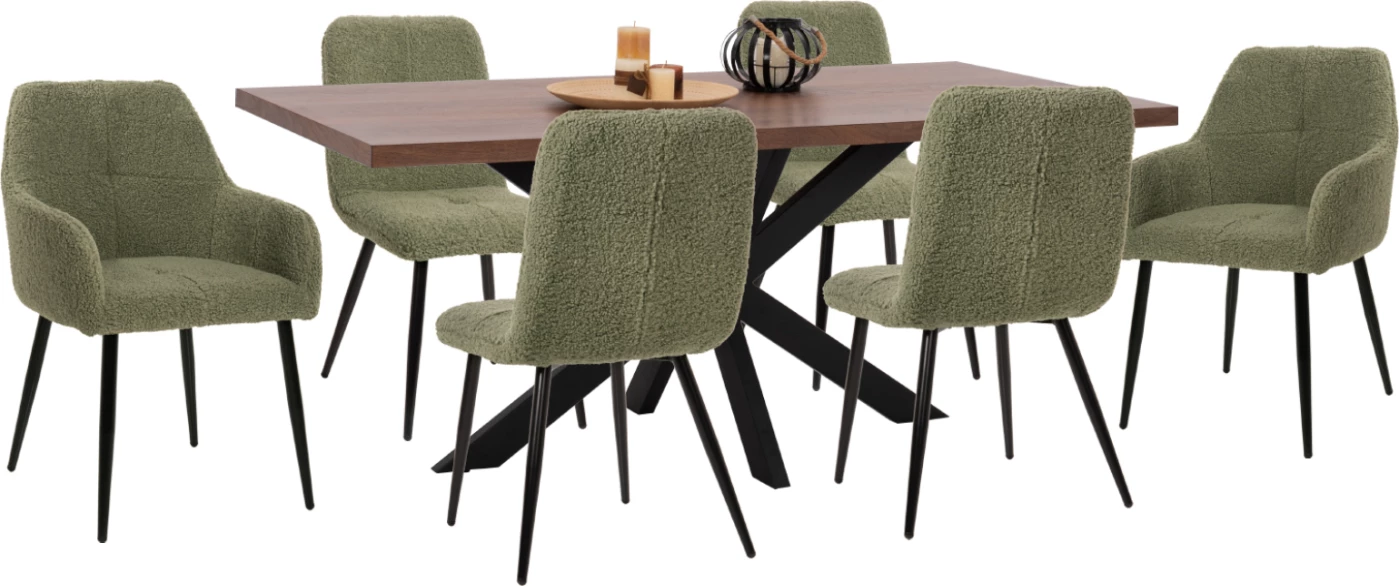 Jedilni set 7 kosov 9311.02 8591.0 8590.03 z mizo, 4 stoli in 2 naslanjači