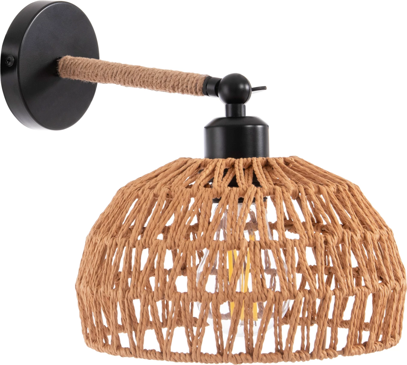 Stenska svetilka GLIDE FH4475 kovinska osnova-konopljina vrv-[E27] 22x22x35-21Hcm