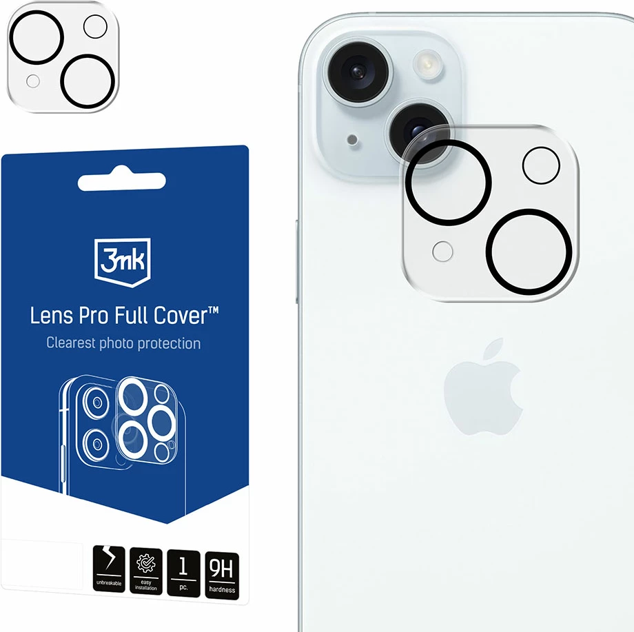 Zaščita stekla za kamero 3mk Lens Pro Full Cover, za iPhone 15 / 15 Plus, prosojna