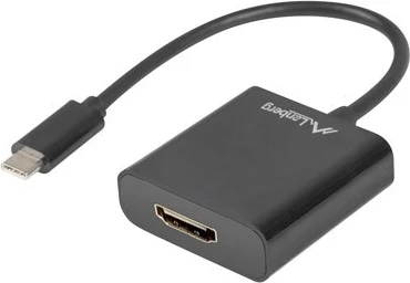 Adapter USB-C na HDMI Lanberg, 3.1 (M)–(F), 15 cm, črn
