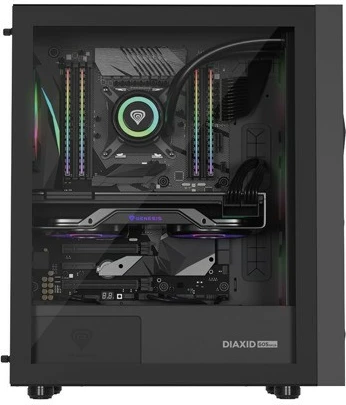 Midi tower ohišje z ARGB osvetlitvijo Natec Genesis Diaxid 605, črno