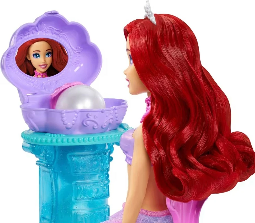 Sirenina punčka Arielka, Disney Princess Mattel JBF86 z mizico za ličenje in dodatki, za deklice
