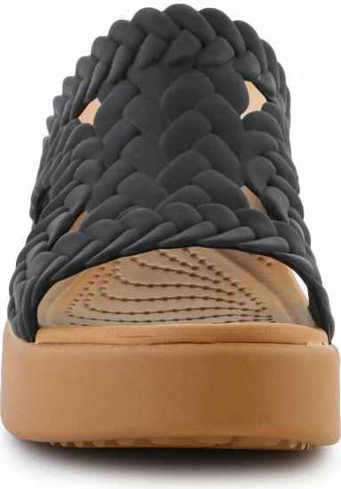 Sandali z nizkim petom, Crocs Brooklyn Woven Slide Heel, črni