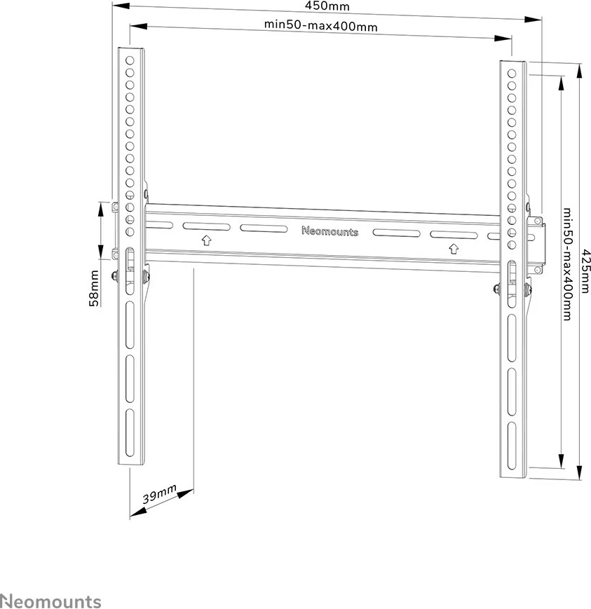 Stenski nosilec za zaslone 32–65", črn Newstar WL30-350BL14