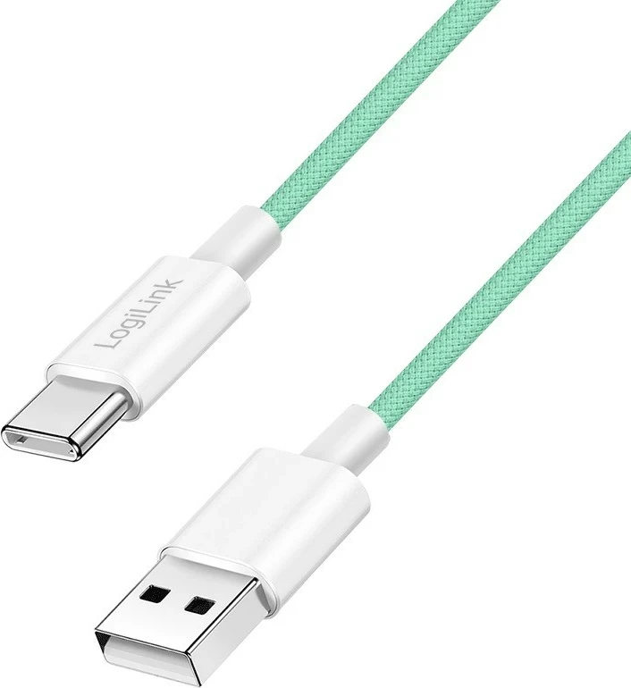 USB-A na USB-C kabel 0,5 m, najlon, zelen — LogiLink