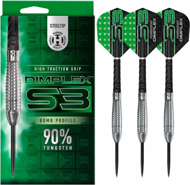 Štiftne puščice, Harrows Dimplex S3 Bomb, zelene, za oba spola