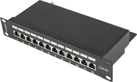 Zaščiten patch panel kategorije 5e Lanberg PPF5-9012-B, 1U