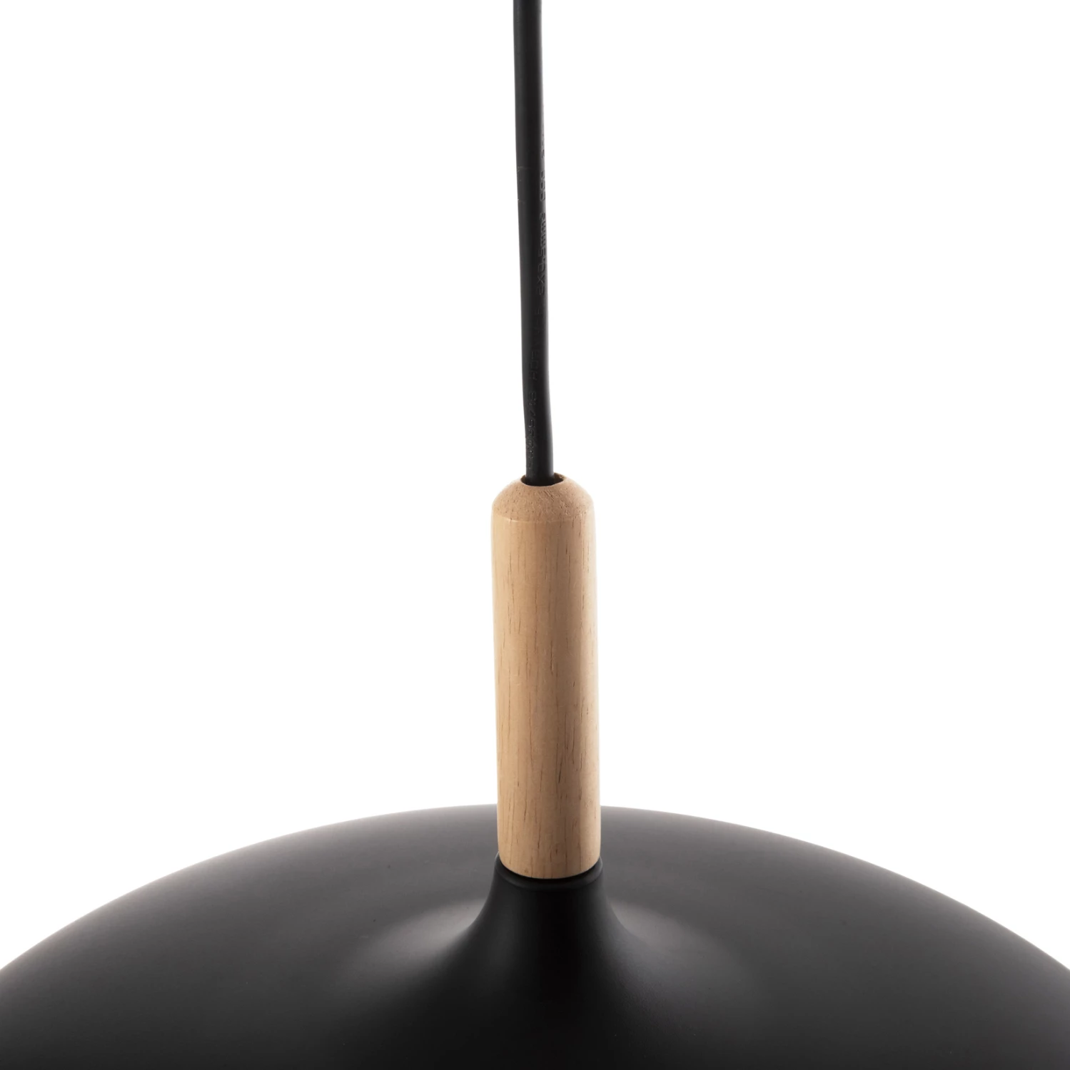Stropna viseča svetilka FH4156 črna kovinsko-lesena podrobnost Φ35x112Hcm