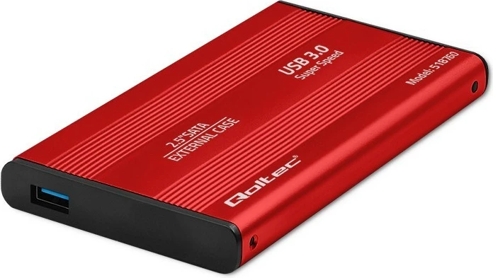 Zunanje ohišje za 2,5" HDD/SSD Qoltec, USB 3.0, rdeče
