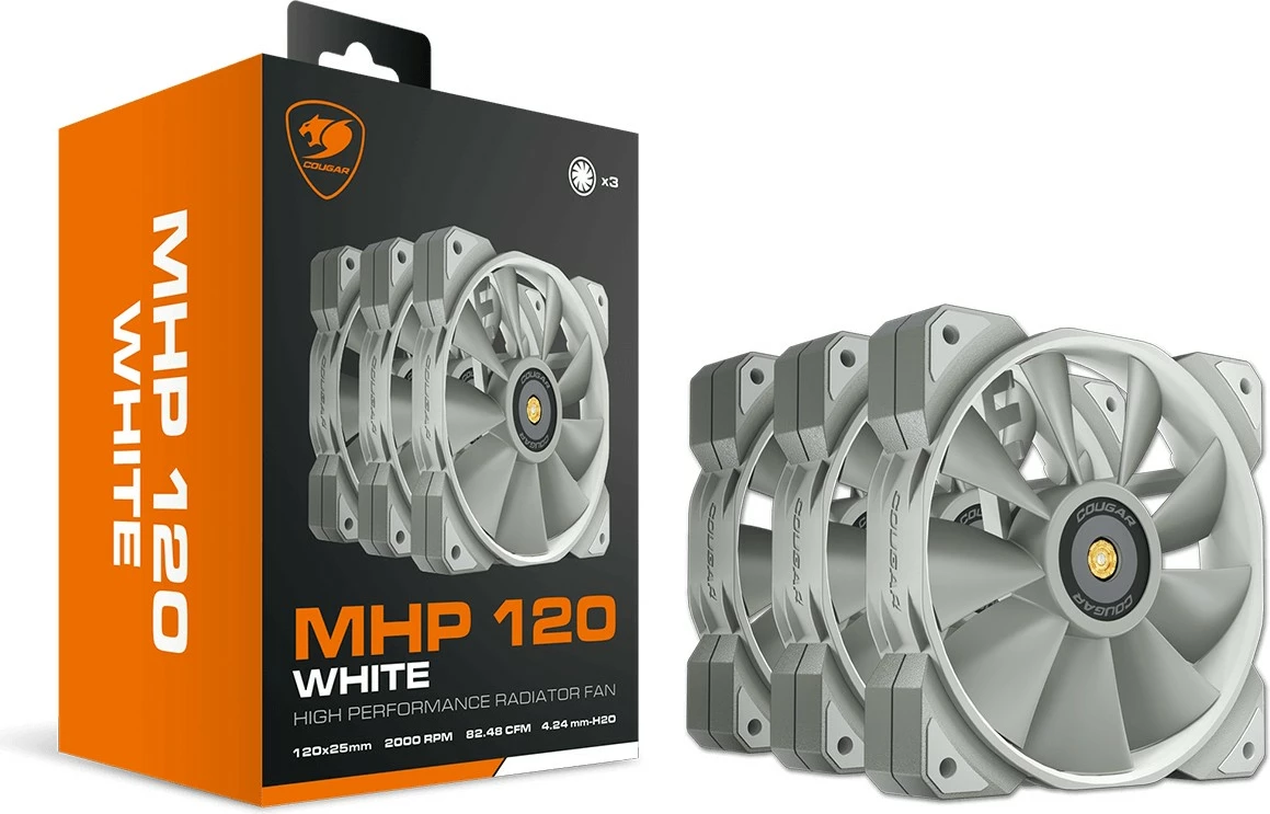 Ventilatorji za računalniško ohišje MHP 120, 120 mm, 3 kosi, beli, Cougar