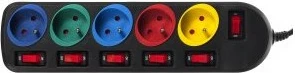 Podaljšek z vtičnicami Maclean MCE204M, 1,5 m, 5 AC vtičnic, črn